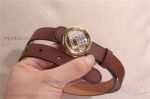 AAA Fake Fendi Belts For Women - Brown Leather Gold Snake Skin Buckle